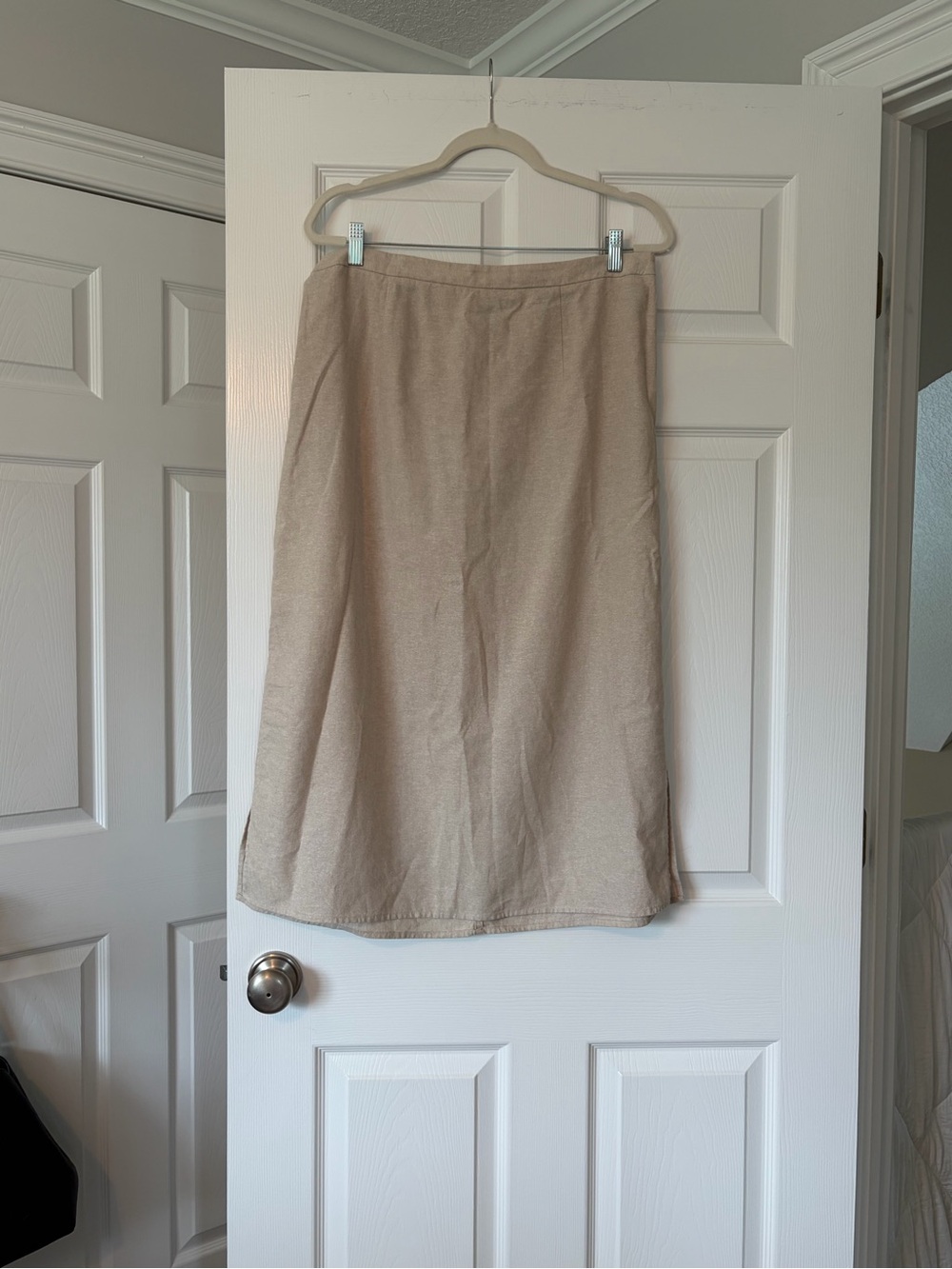 Classic Neutral A-Line Midi Skirt - Beige